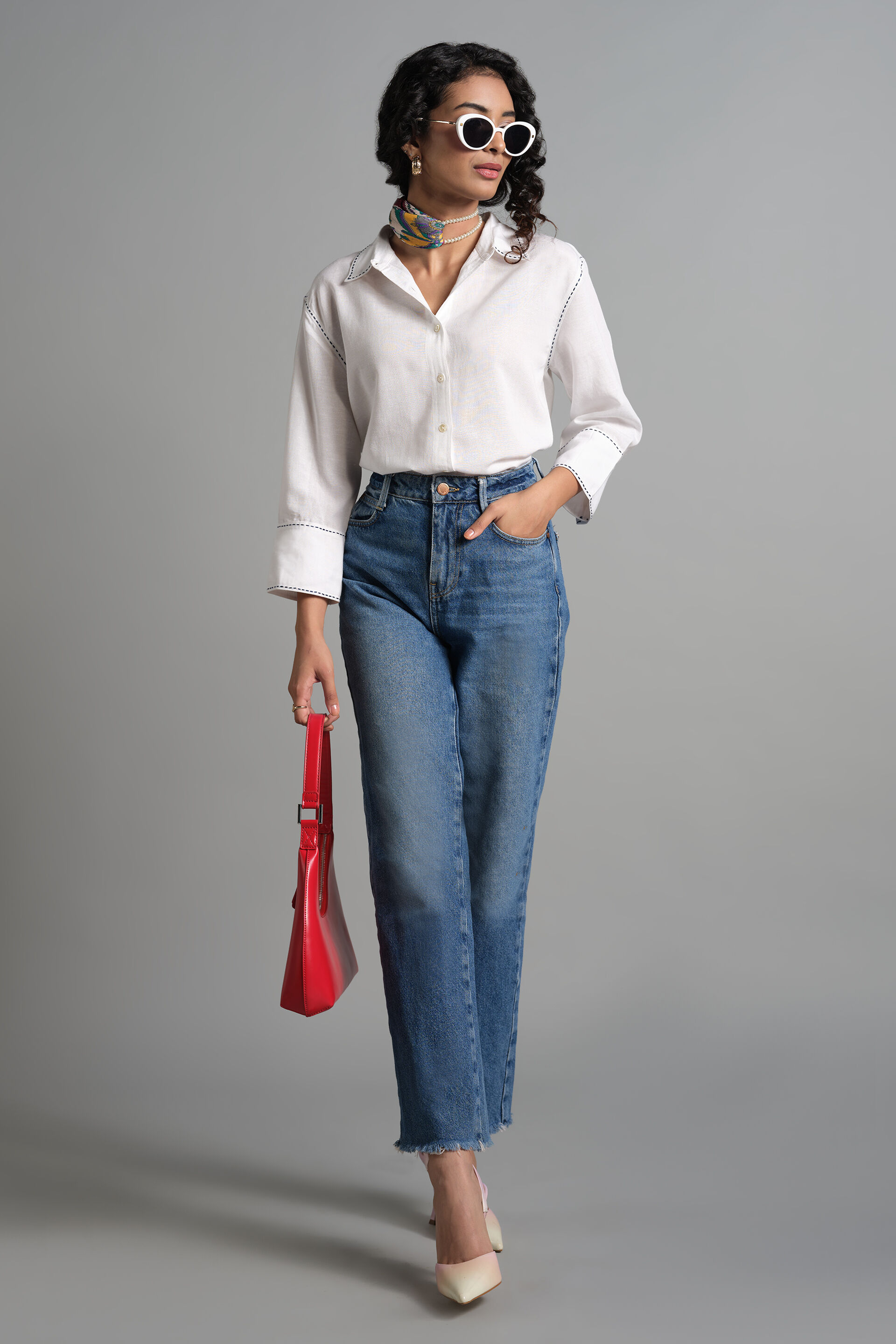 Nelsa White Shirt, White, image 2